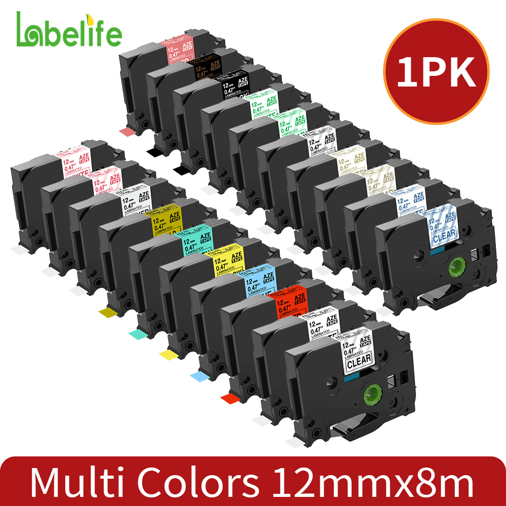 Label Printer Tape - Ruban d'étiquettes laminé 12mm, Compatible avec