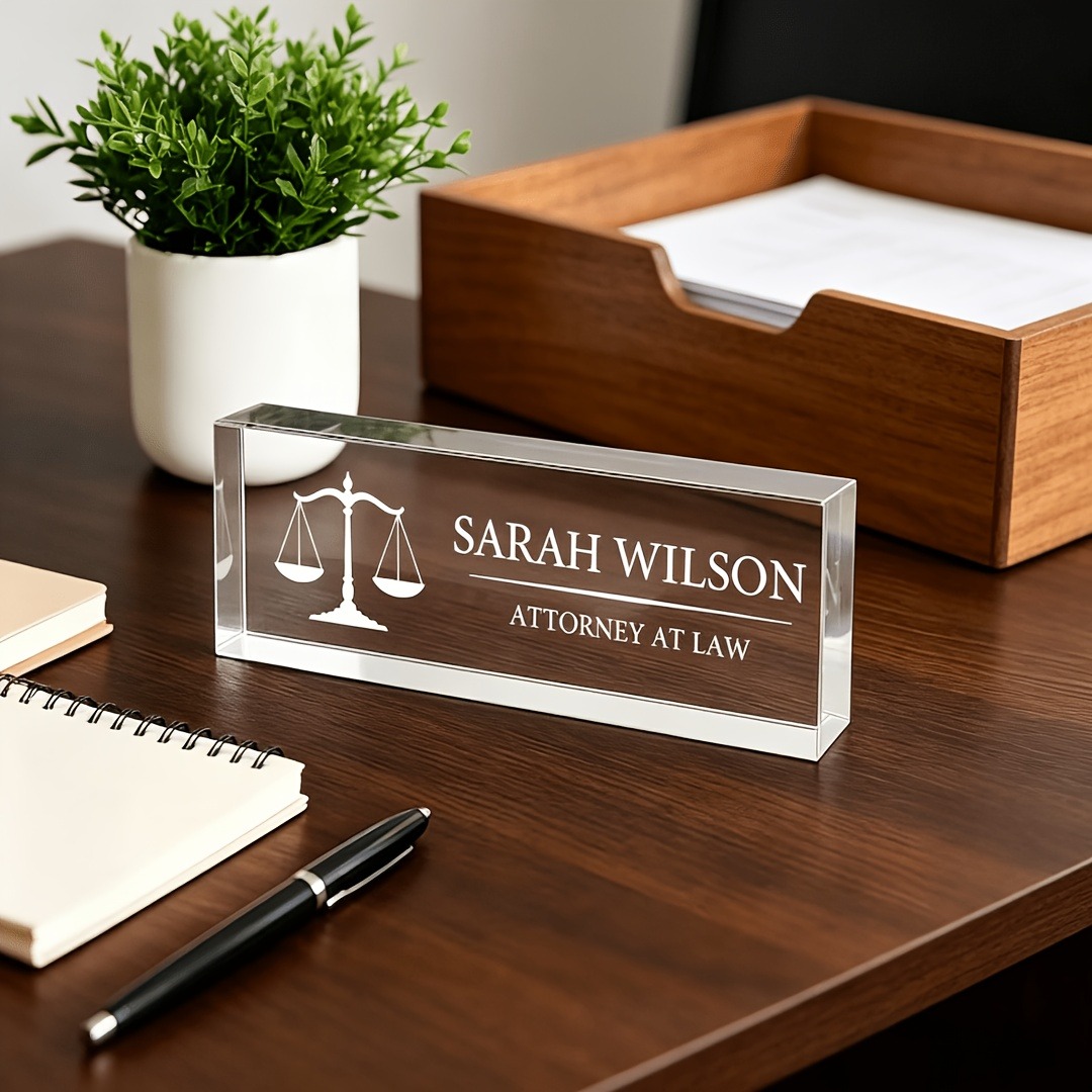 Desk Name Plate - Plaque de nom personnalisée en acrylique