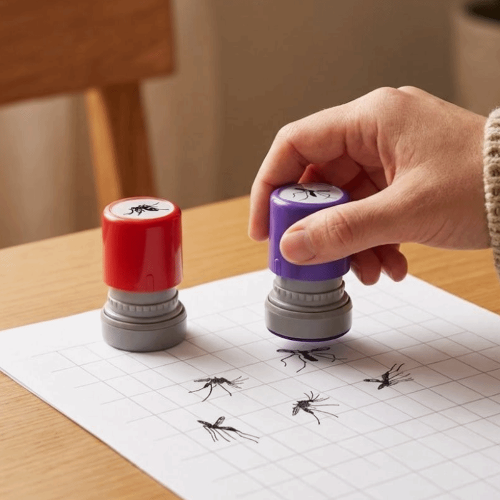 Self Inking Stamp - Tampons auto-encreurs variés, motifs insectes (moustiques,
