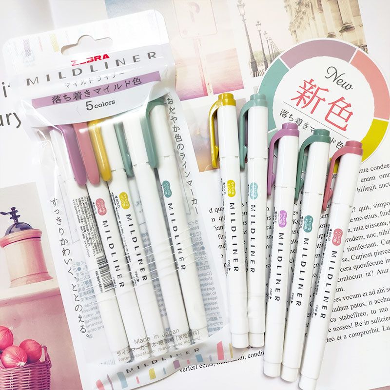 Highlighter Set Pastel - Marqueurs surligneurs zèbre mildliner, stylo fluorescent