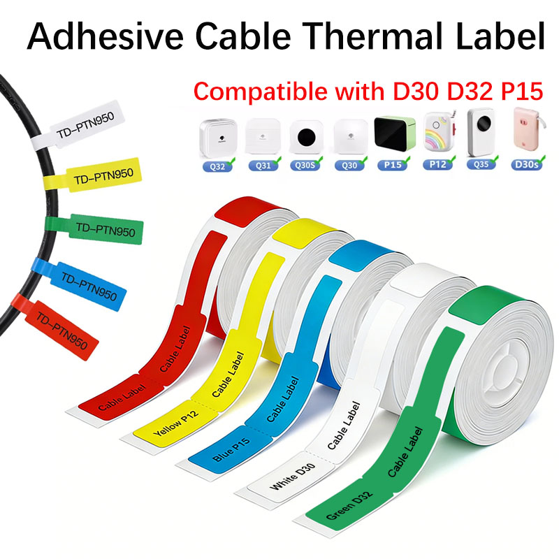 Label Printer Tape - Étiquettes thermiques pour câbles 12*109mm, rouleau