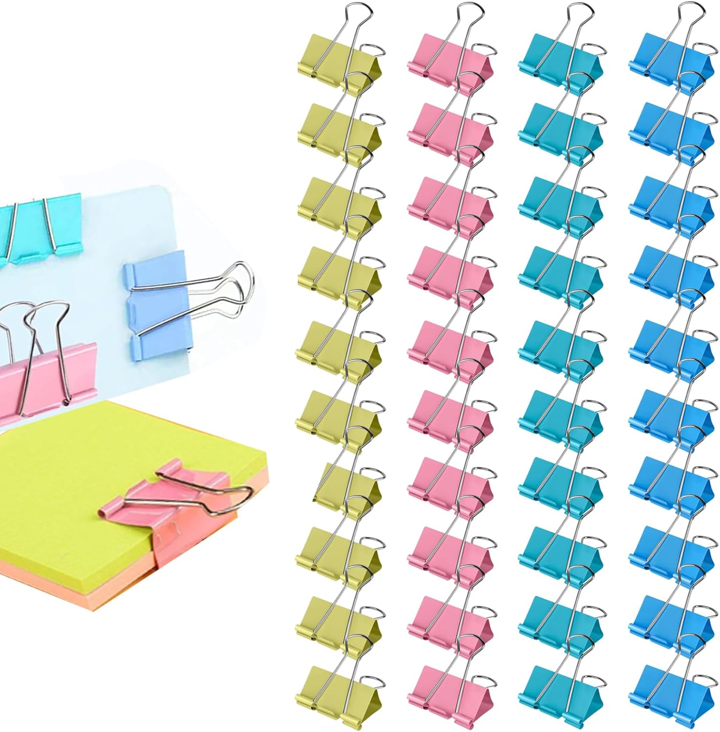 Binder Clip Assorted - Clips pliables, 40 clips à papier,
