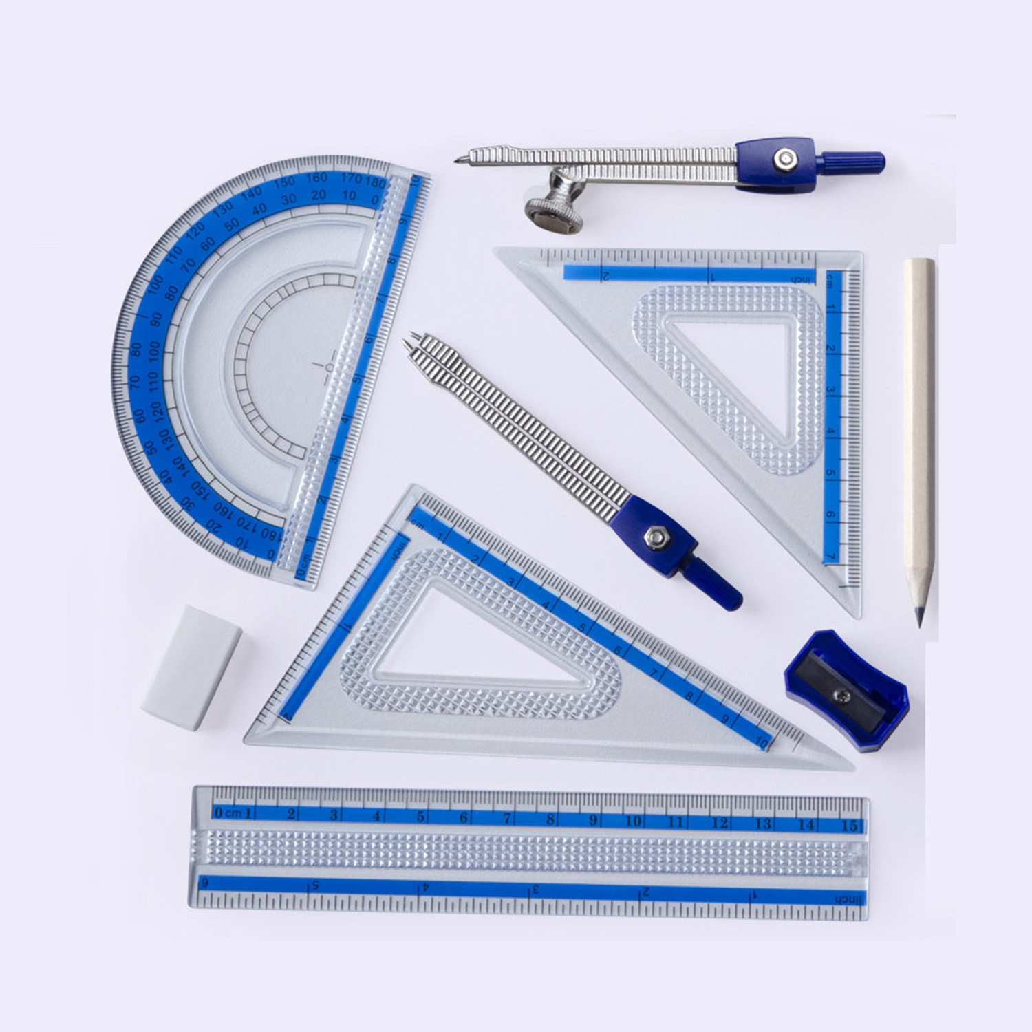 Compass Geometry Set - Lot de 10 instruments de géométrie