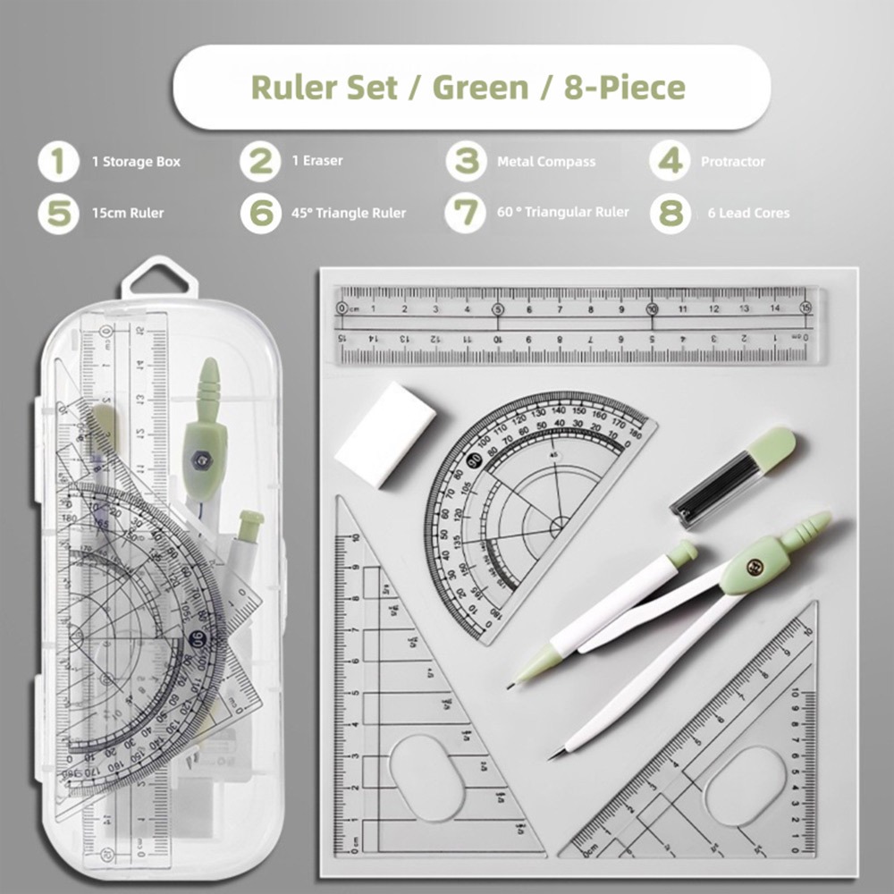 Compass Geometry Set - 8 pièces/ensemble règle en plastique compas