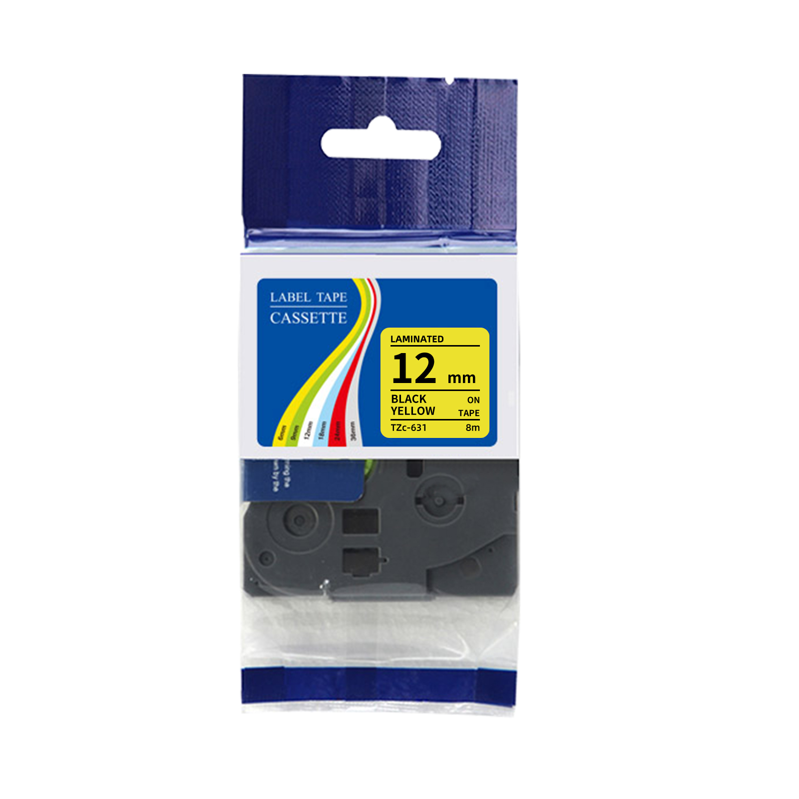 Label Printer Tape - Ruban adhésif compatible TZe 631 noir