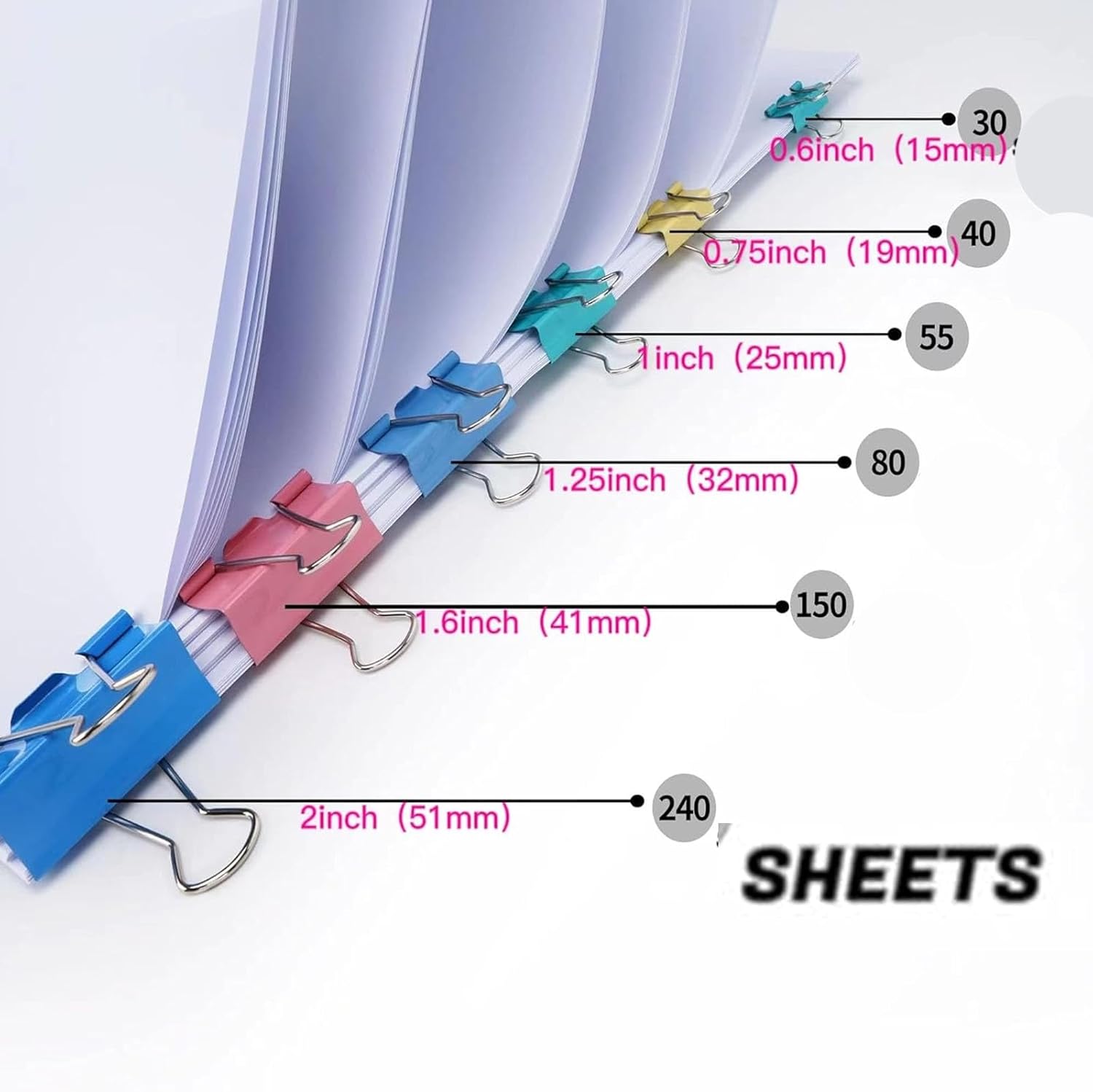 Clips pliables, 40 clips à pap - Binder Clip Assorted avis et prix